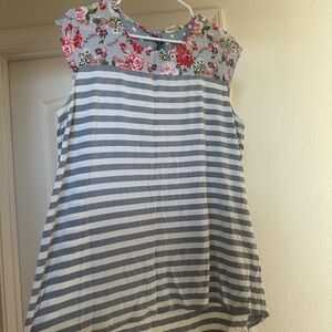 Matilda Jane Gray and White Flutter Sleeve Sundress